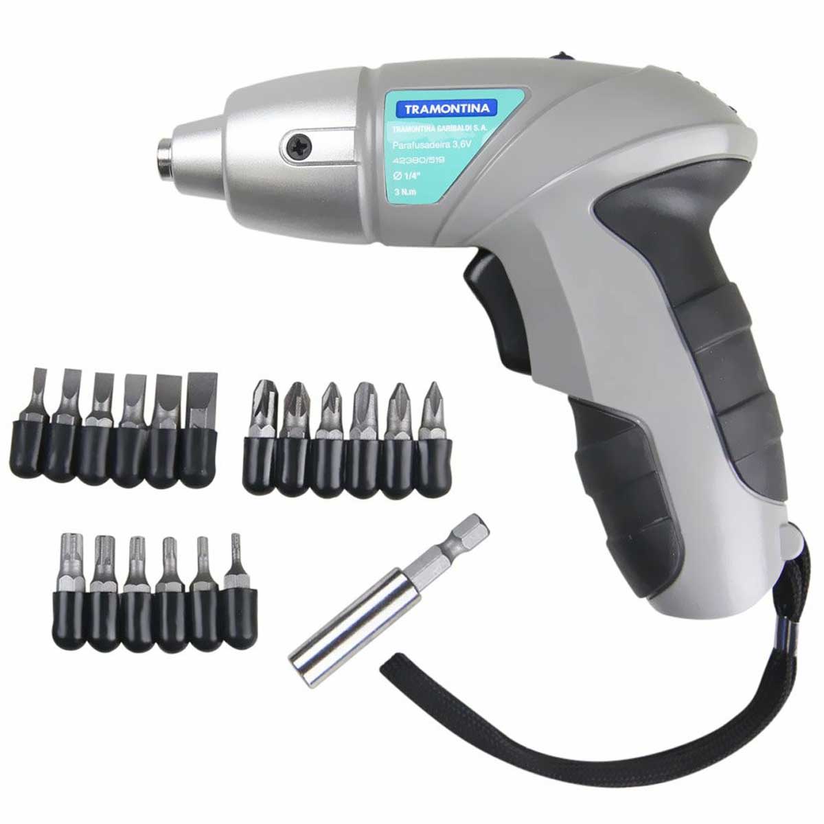 Parafusadeira A Bateria Tramontina 1/4" Ni-Cd 3,6 V Com 21 Acessorios