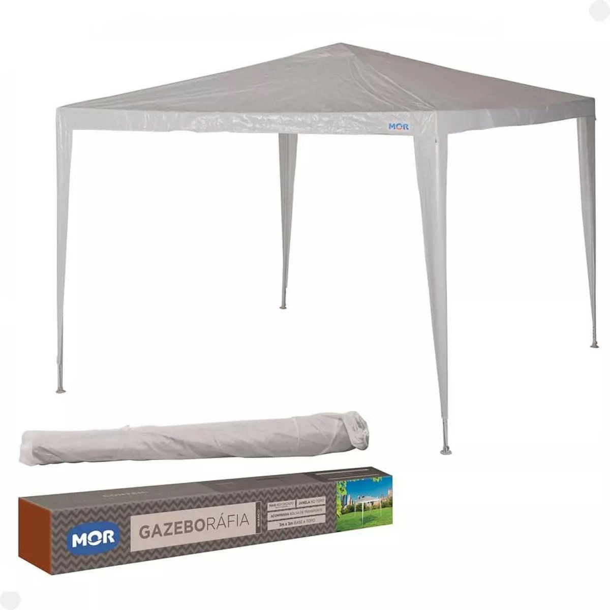 Tenda Mor Gazebo Rafia Branco 3MX3M  3537