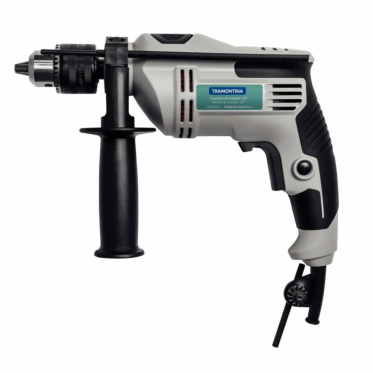 Furadeira de Impacto 13mm 1/2 "" 500W Cinza Tramontina""
