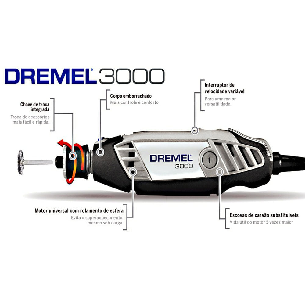 Micro Retifica 3000 Com/Acessorios 31 Peças DREMEL 0615A001ZX000