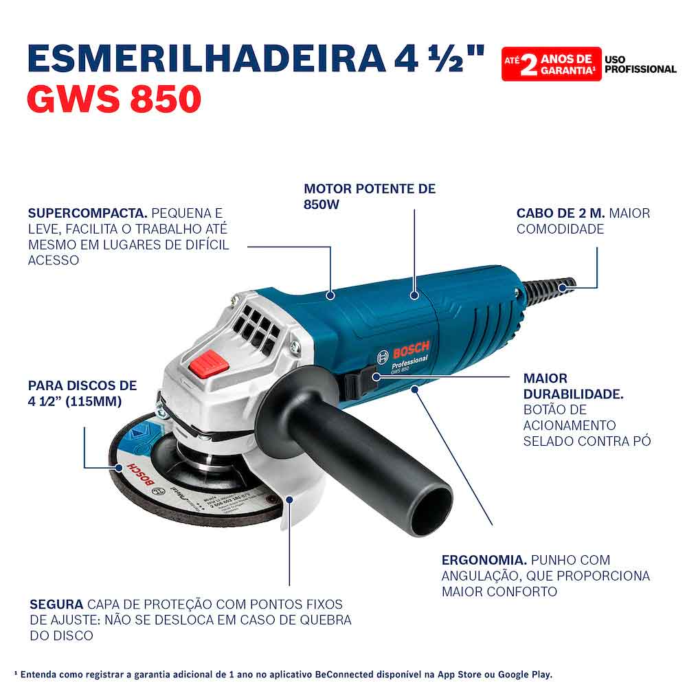 Esmerilhadeira Industrial Gws 850 M14 Bosch