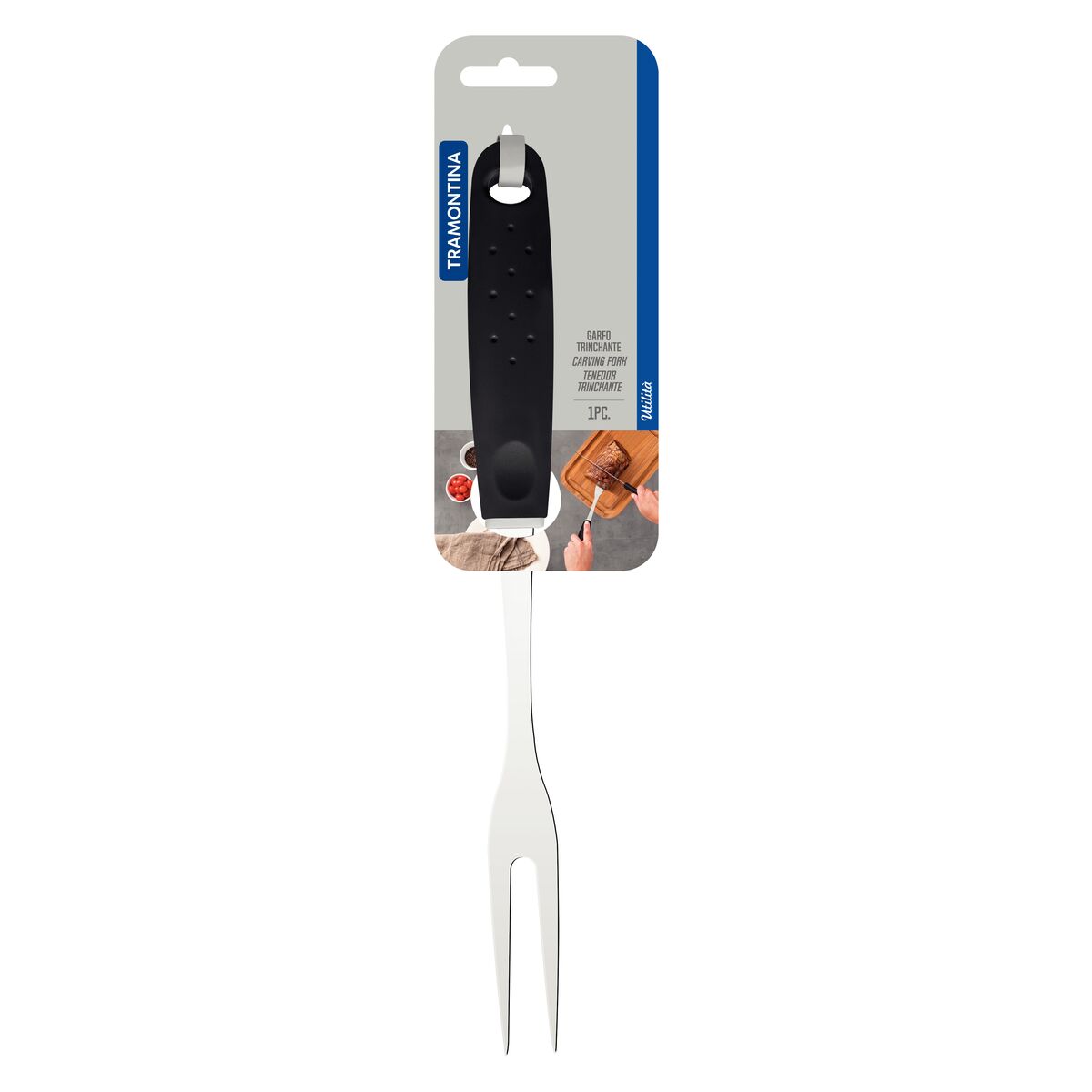 Garfo Para Servir Tramontina Inox Com Cabo Preto
