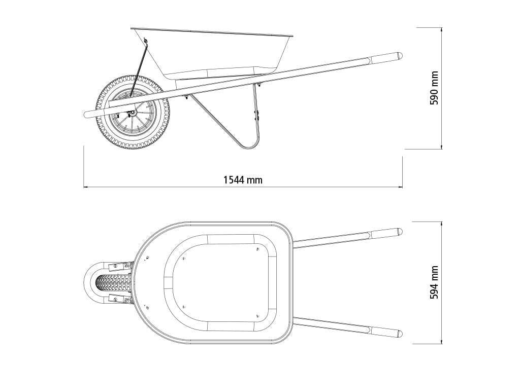 Carrinho de Mão Tramontina com Caçamba Funda Plástica Laranja 55 L, Braço de Madeira e Pneu com Câmara