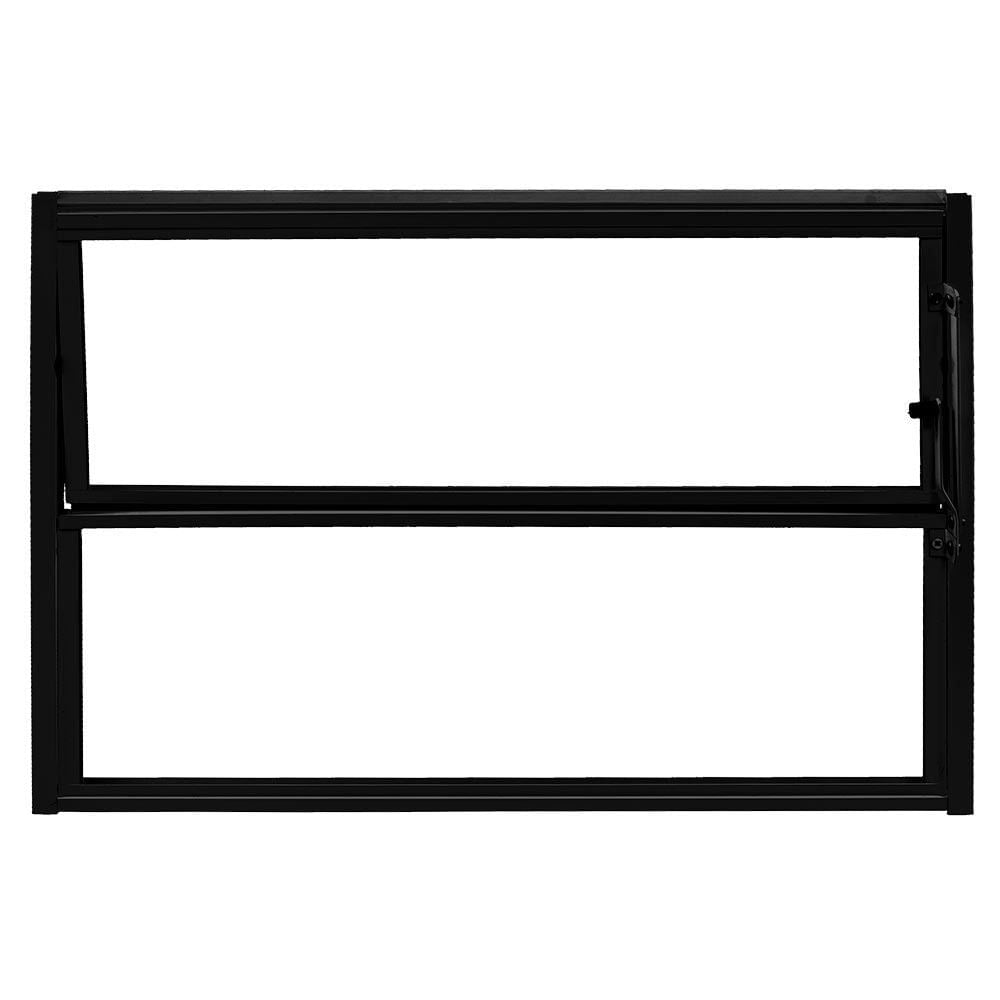 Janela de Aluminio Basculante Home  Preto Vidro Liso 0,30X0,30M 2FLS Quality