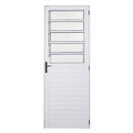 Porta Aluminio Giro Basculante Home Branco Vidro Liso Lado/Direito 0,80X2,10M Quality