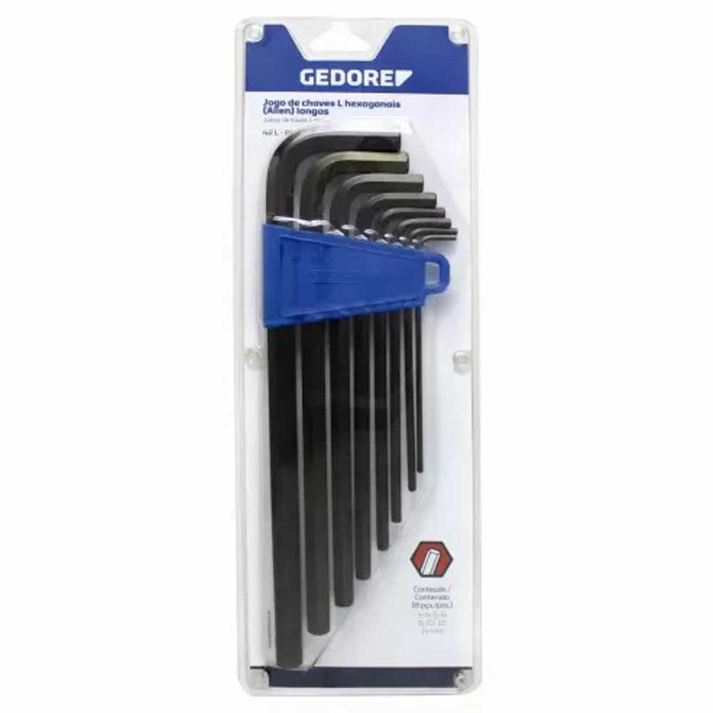 Jogo de Chaves Allen Gedore Hexagonais Longa Tipo L 2 a 8mm com 7 Peças