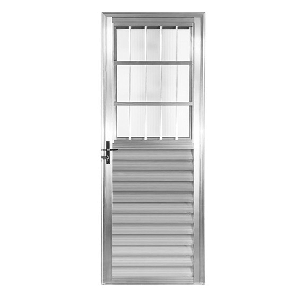 Porta Alumínio Giro Postigo Home Vidro Canelado Lado Direito 0,80X2,10 Quality