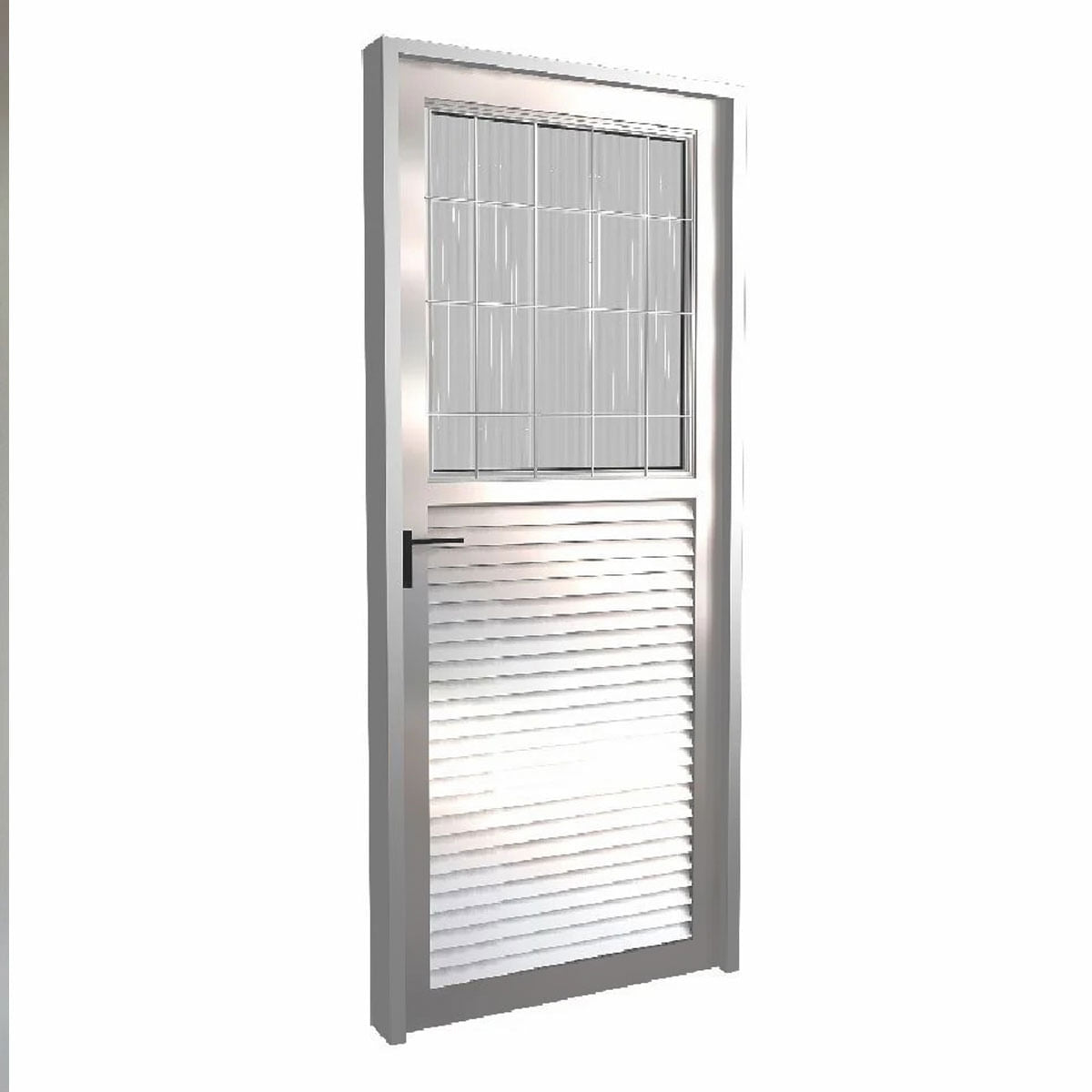 Porta Alumínio Giro Postigo Home Vidro Canelado Lado Direito 0,80X2,10 Quality
