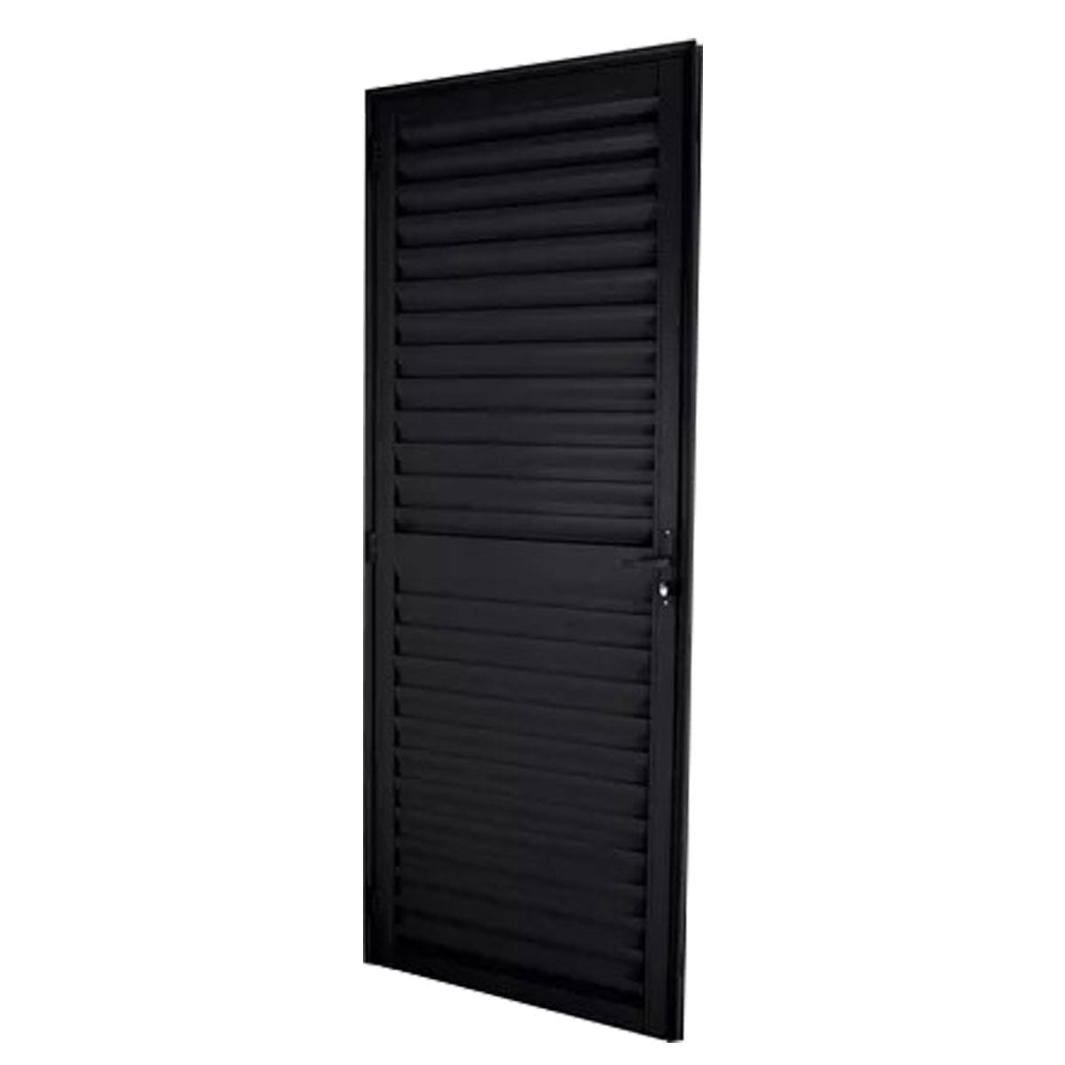 Porta de Alumínio Preto Veneziana 80x210cm (LxA) Lado Esquerdo Quality
