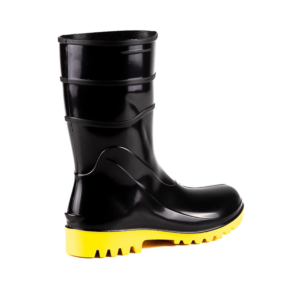 Bota de PVC 28cm com Forro N44 Preto solado Amarelo CA37456 Bracol