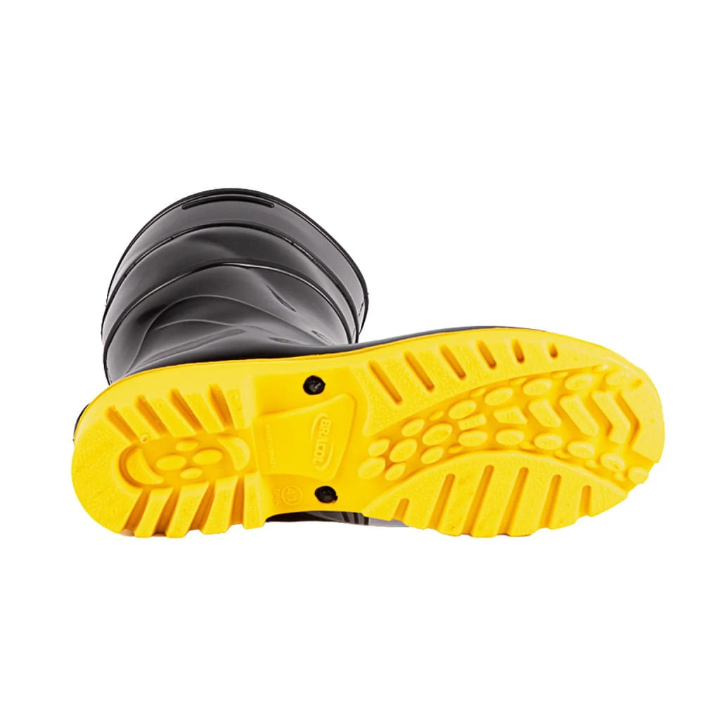 Bota de PVC 28cm com Forro N44 Preto solado Amarelo CA37456 Bracol