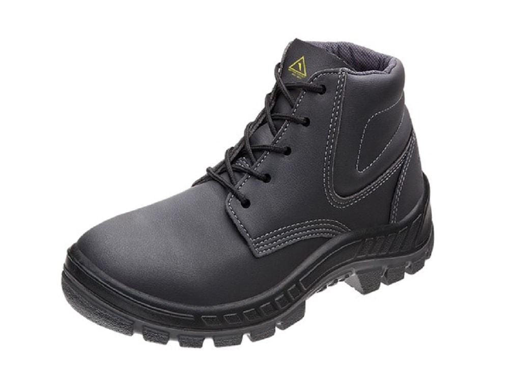 Bota Microfibra Bico Plástico com Cadarço N40 Preto ca35768 MARLUVAS