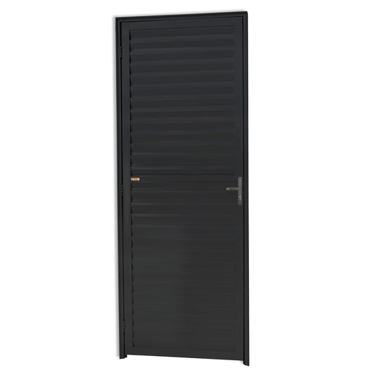 Porta de Alumínio Preto Veneziana 80x210cm (LxA) Lado Esquerdo Quality
