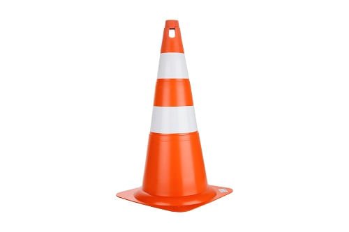 Cone Sinalização 70cm Laranja com 2 Faixas Brancas Rígido Deltaplus