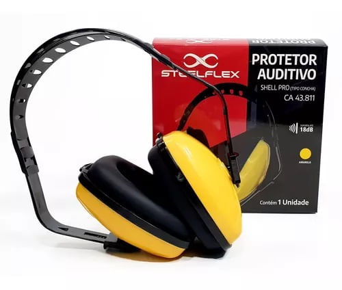 Abafador Auditivo Concha CA43811 Amarelo 18DB STEELFLEX
