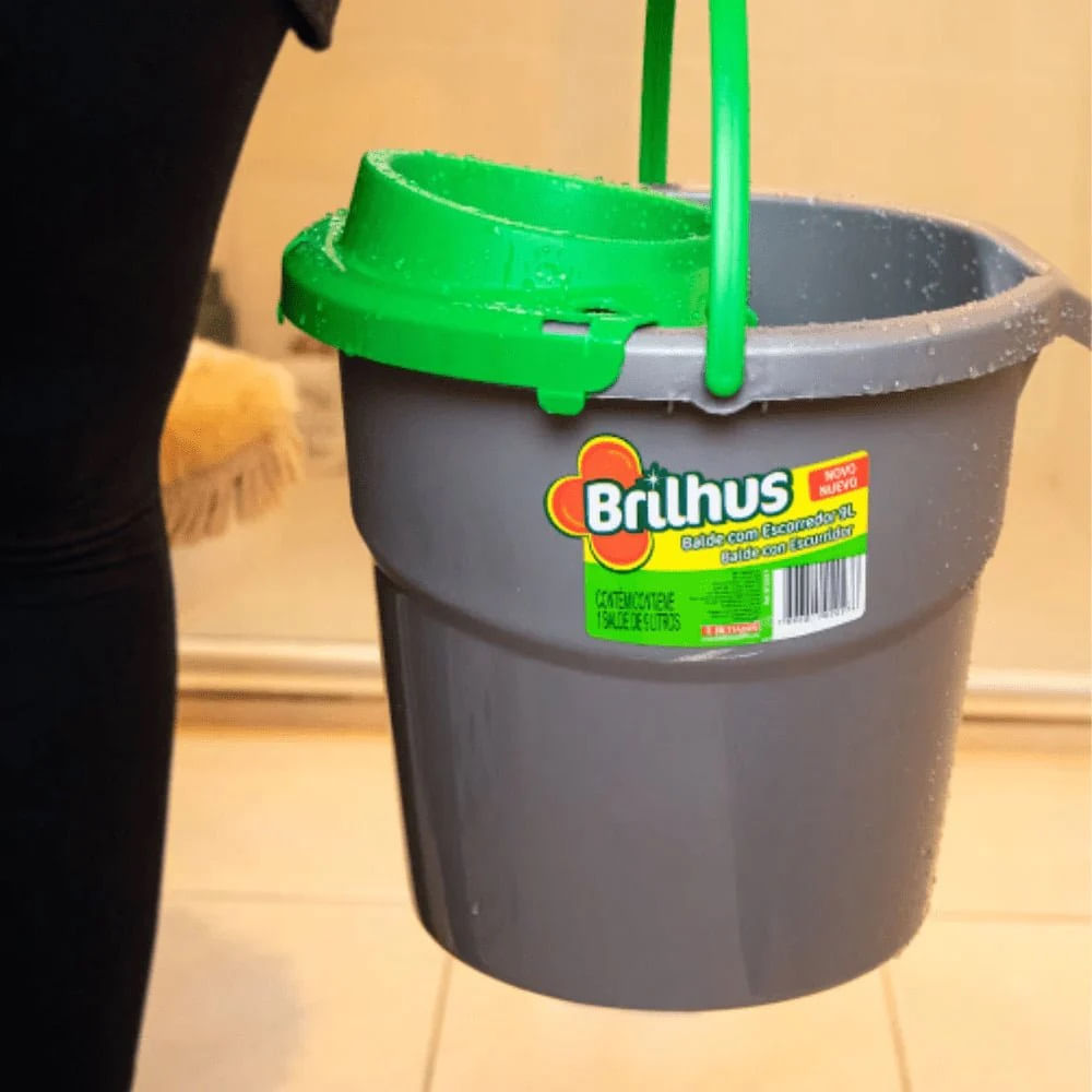 Balde Com Escorredor Brilhus Plástico 9LT  BT2027