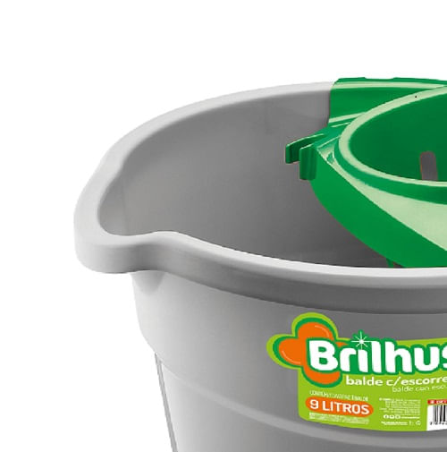 Balde Com Escorredor Brilhus Plástico 9LT  BT2027