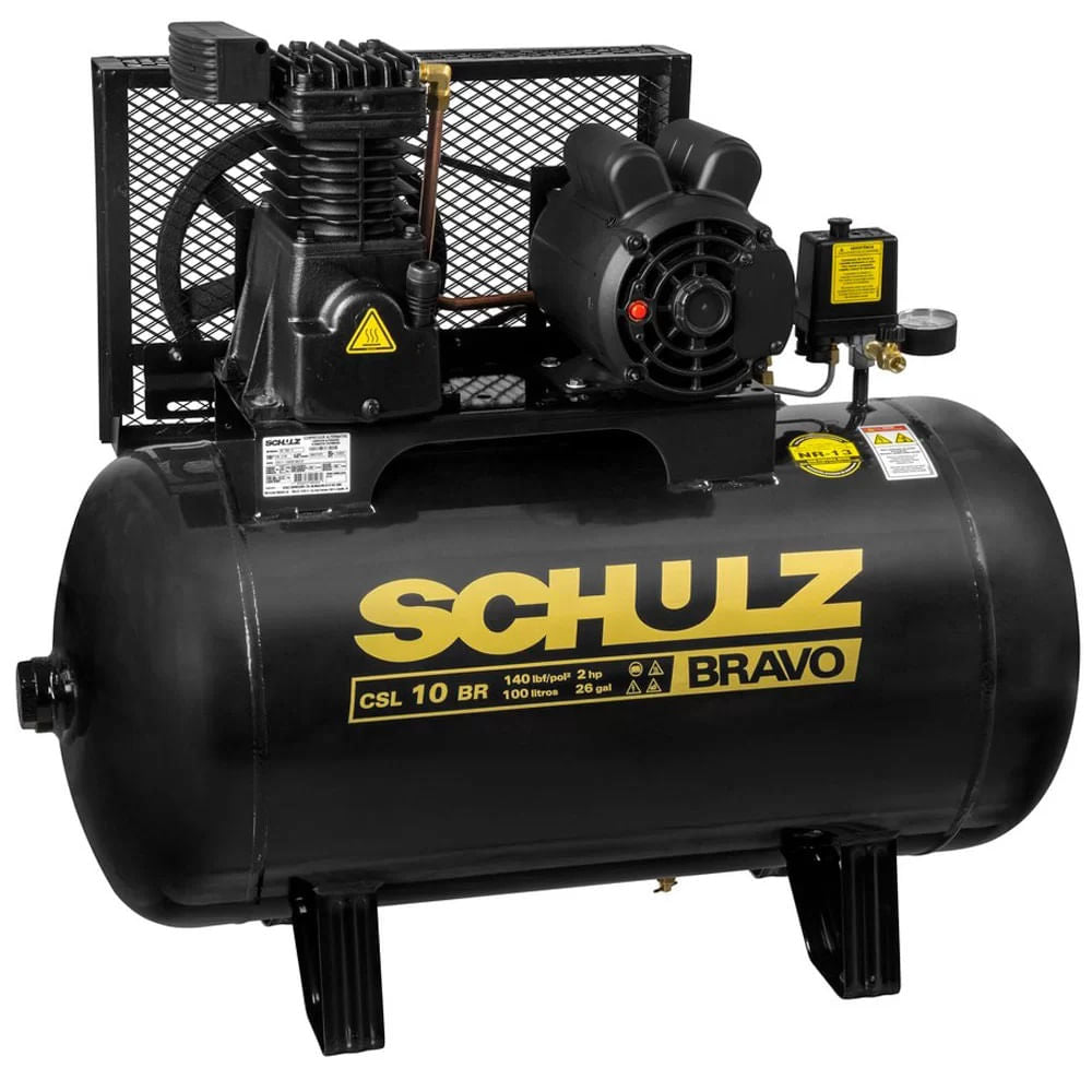 Compressor de Ar Schulz Pratic Air Csl 10 100 Litros Monofásico