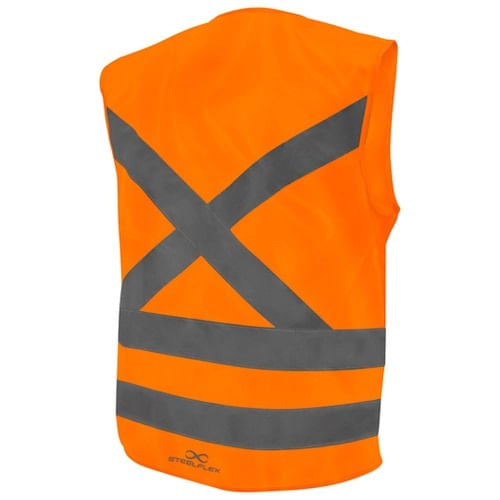 Colete Refletor Tipo Jaqueta Sem/Bolso Laranja M STEELFLEX