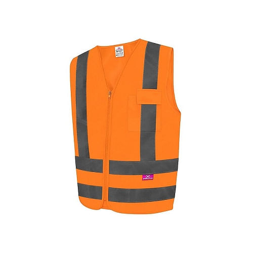 Colete Refletor Tipo Jaqueta 1Bolso Laranja G STEELFLEX