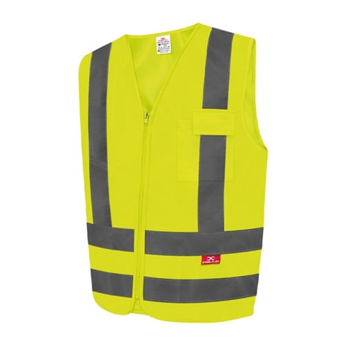 Colete Refletivo Tipo Jaqueta 1Bolso Amarelo M STEELFLEX