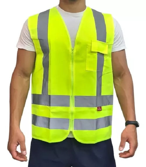 Colete Refletivo Tipo Jaqueta 1Bolso Amarelo M STEELFLEX