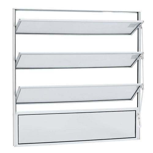 Janela Aluminio Basculante Home Branco Vidro Liso 0,60X0,80M 4FLS Quality