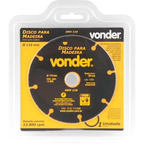 Disco De Corte Para Madeira 110mm DMV 110 Vonder
