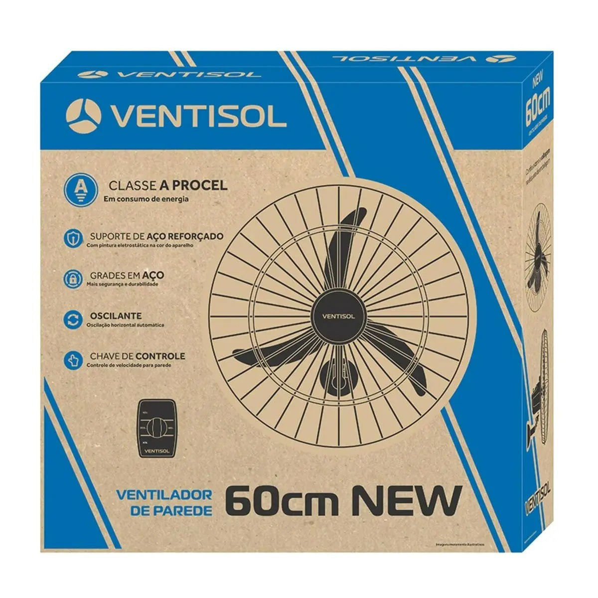 Ventilador Parede 60cm New Premium Preto Ventisol