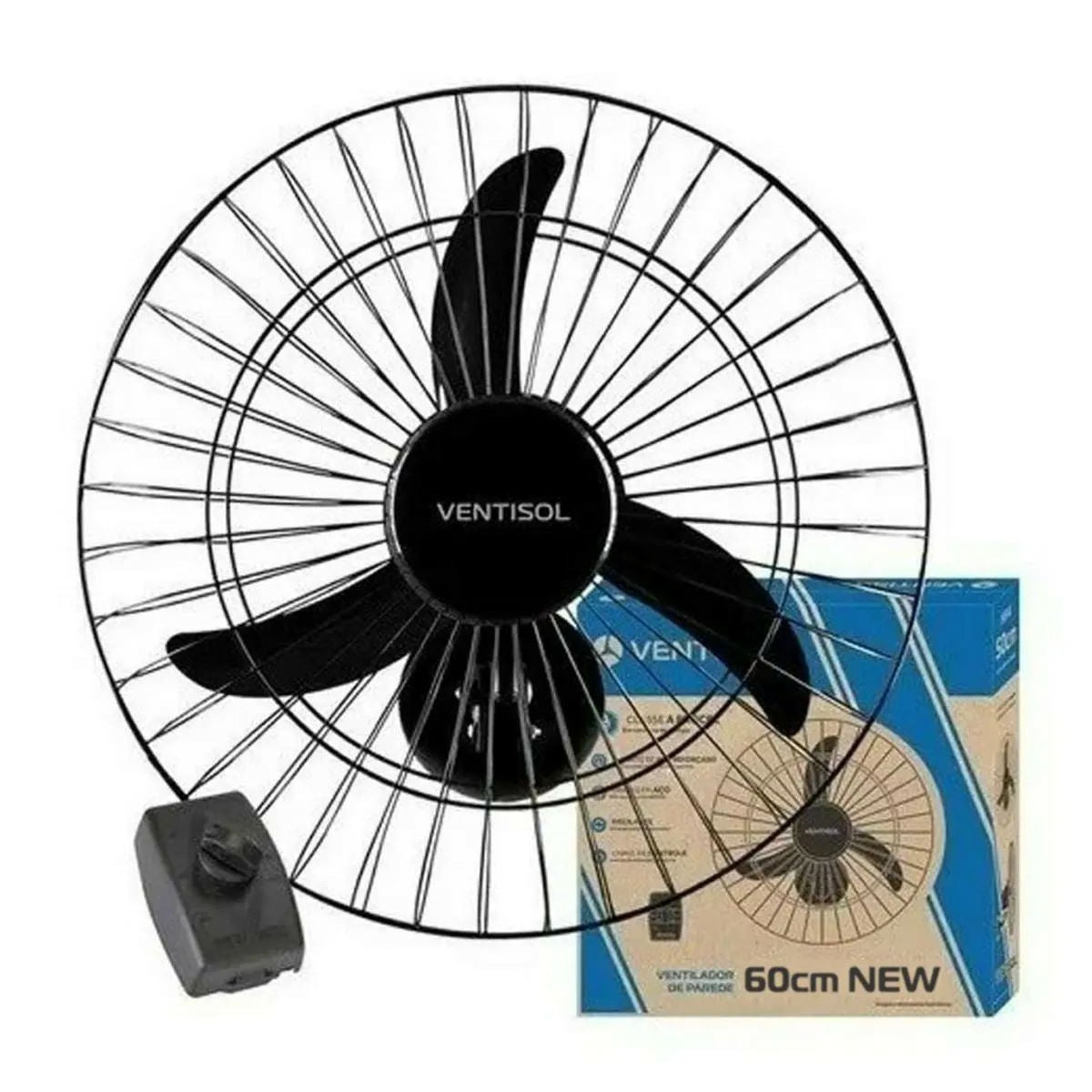 Ventilador Parede 60cm New Premium Preto Ventisol