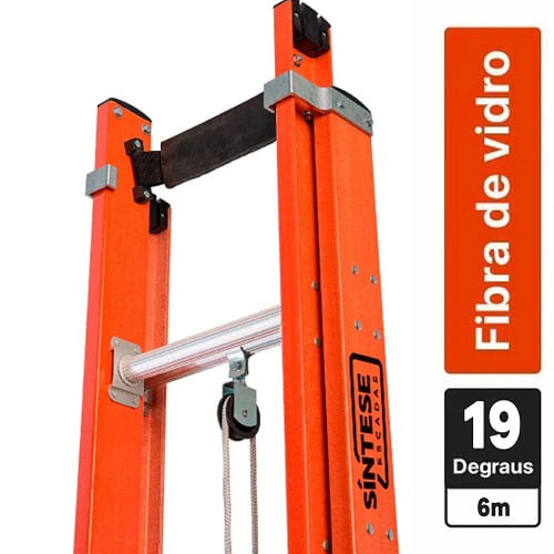 Escada Extensível 19 Degraus Síntese Tipo D Fibra de Vidro 3.6x6.0 Metros