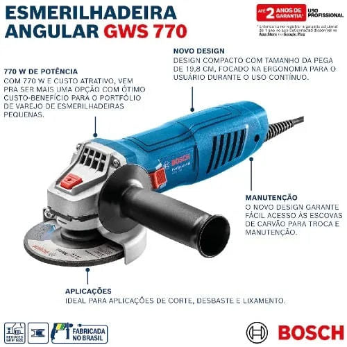 Esmerilhadeira Elétrica 4.1/2'-115M GWS-700 770W Bosch