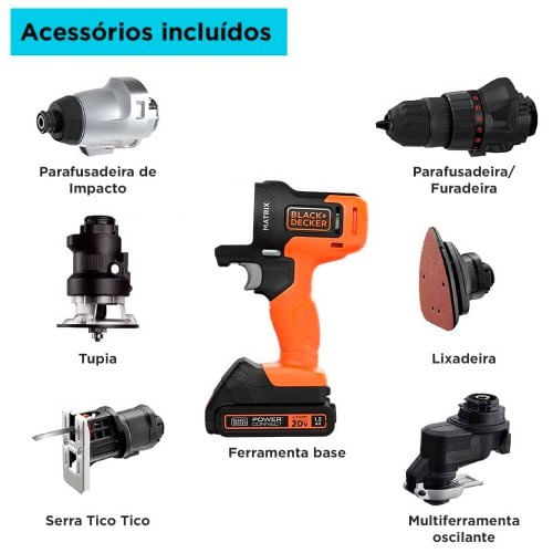 Jogo de Ferramentas Combinadas Black&Decker Matrix