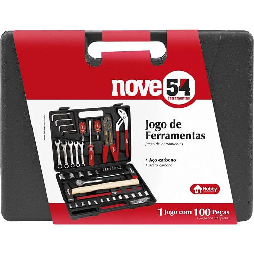 Kit de Ferramenta Nove54 100 peças Manuais e Maleta  KF100