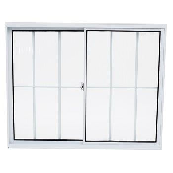 Janela de Alumínio Branco 2 Folhas Vidro Liso 150x100cm (LxA) Com Grade Quality