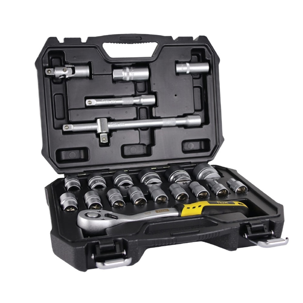 Jogo de Soquete 032 com 22peças 10-32mm Sextavado com Maleta Flux