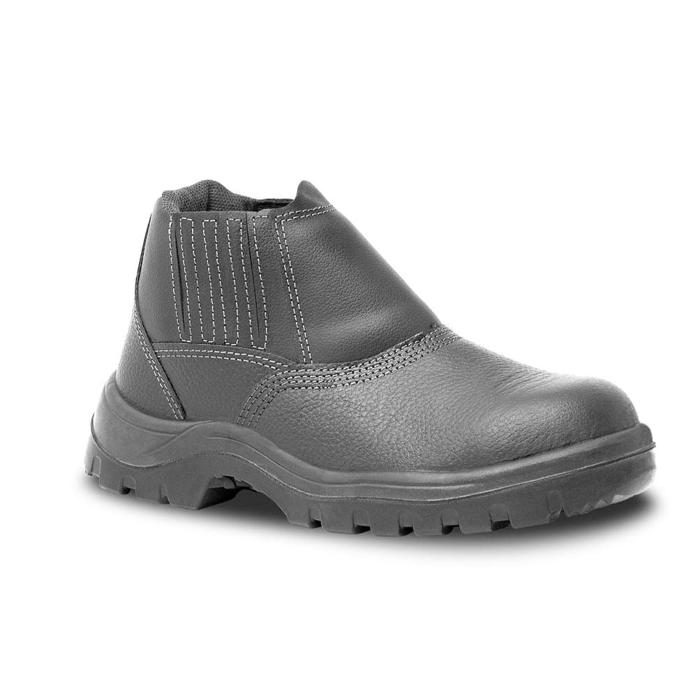 Bota de Couro Vaqueta Bico Aço sem Cadarço C/C Preta Nº41 Bracol
