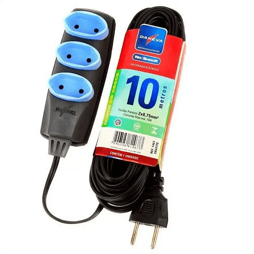 Extensao Eletrica 10M 2X0,75 GF NO SHOCK DANEVA