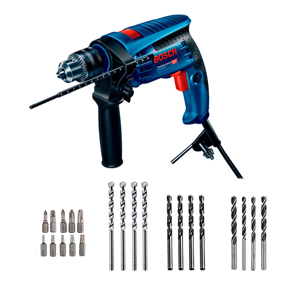 Furadeira de Impacto Bosch GSB 13 RE 650W  Com 23 Peças