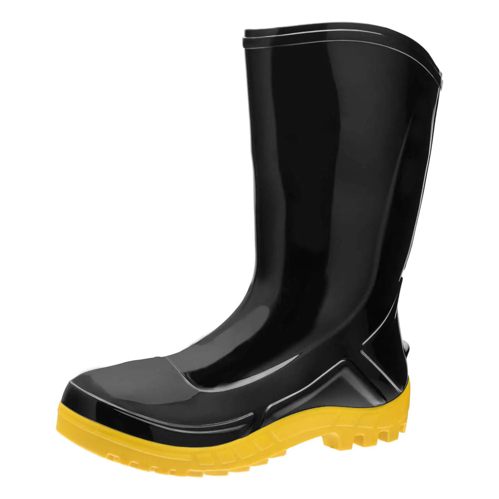 Bota PVC Preto/Amarelo 27cm Nº 39 Vulcaflex