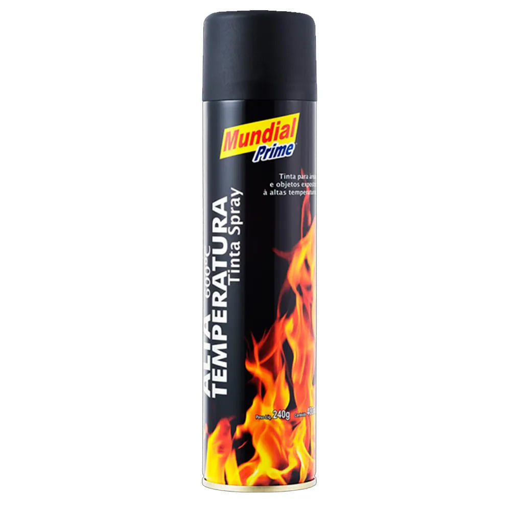 Tinta Spray 400ml Preto Fosco Alta Temperatura Mund Prime