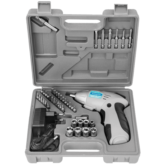 Parafusadeira a Bateria 1/4" Tramontina 3,6V Kit com 46 Peças