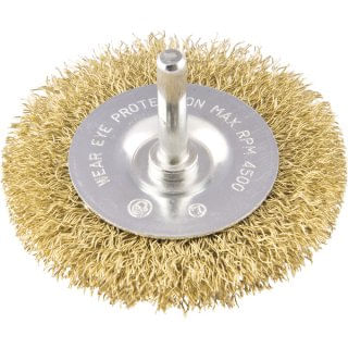 Escova Aço Circular Ondulada 03"" x 3/8"" Latão Com Haste Vonder