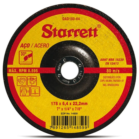 Disco De Desbastes De Metal , 7"" x 1/4"" x 7/8""  Starrett