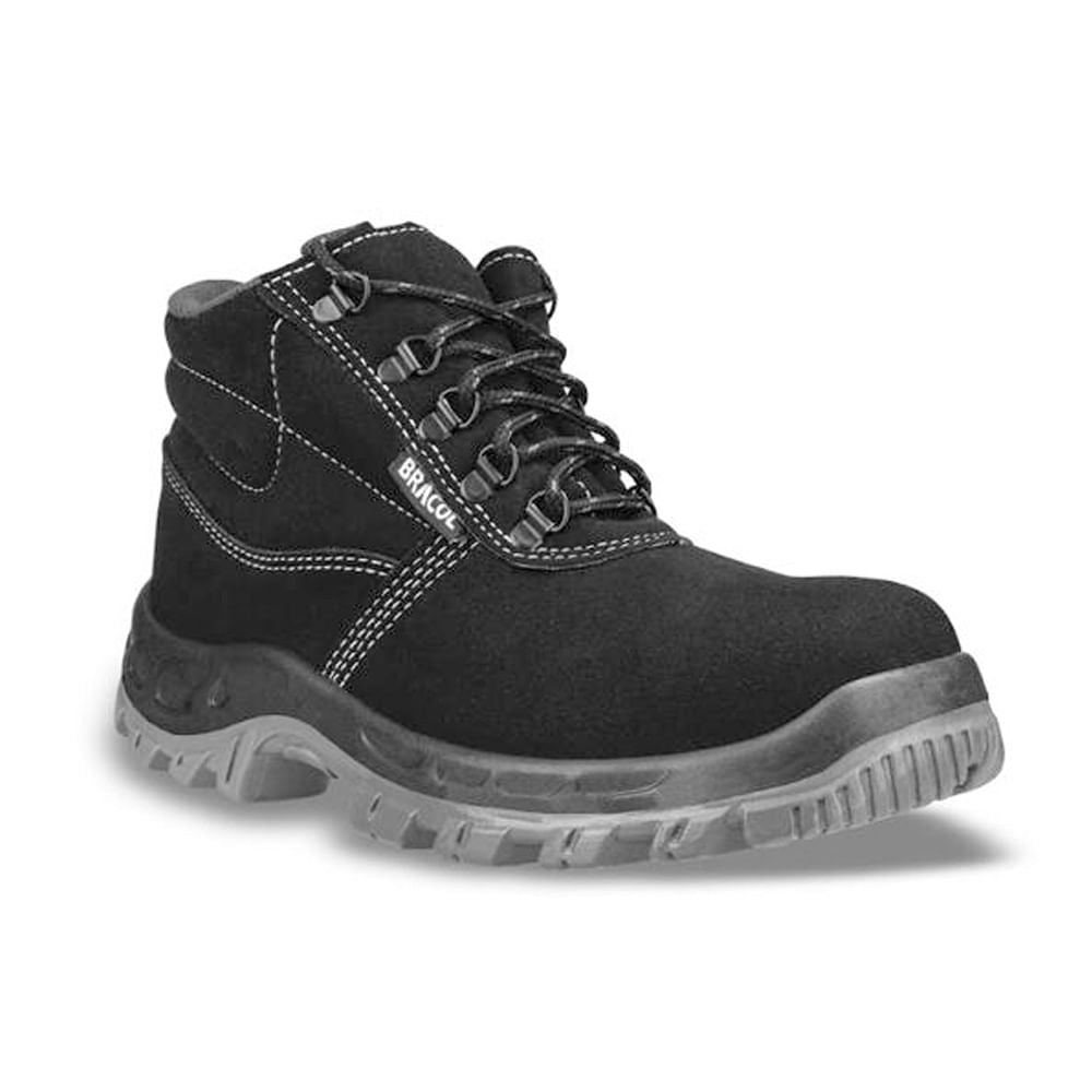 Bota Camurça Bico Com Cadarço Preta N°39 Bracol