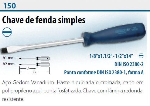 Chave de  Fenda 012-3/16x08 4x200 150/30 Gedore