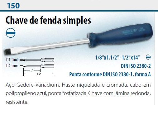 Chave de  Fenda 012-3/16x05 4x125 150/07 Gedore