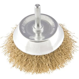Escova Aço Copo Ondulada 03"" Latão Com Haste Vonder