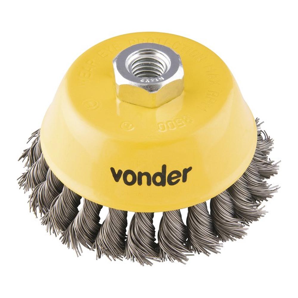 Escova Aço Trançado Copo 04"" VONDER