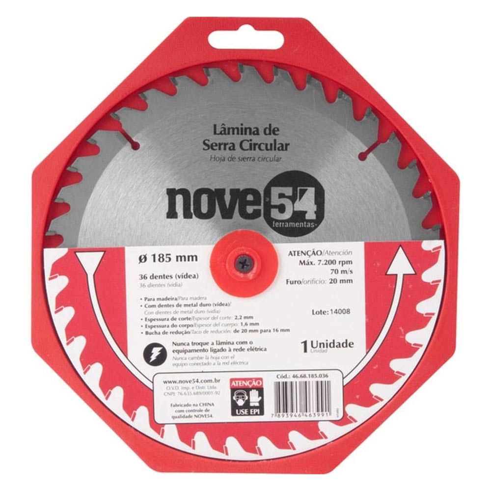 Serra Circular Widia 185mm 36 Dentes Nove54